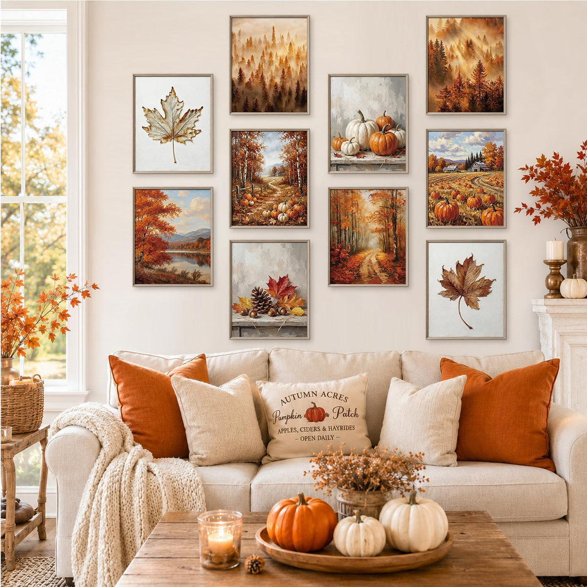10Pcs 8x10 inch Fall Wall Art decor Prints Unframed Retro Scenery Posters
