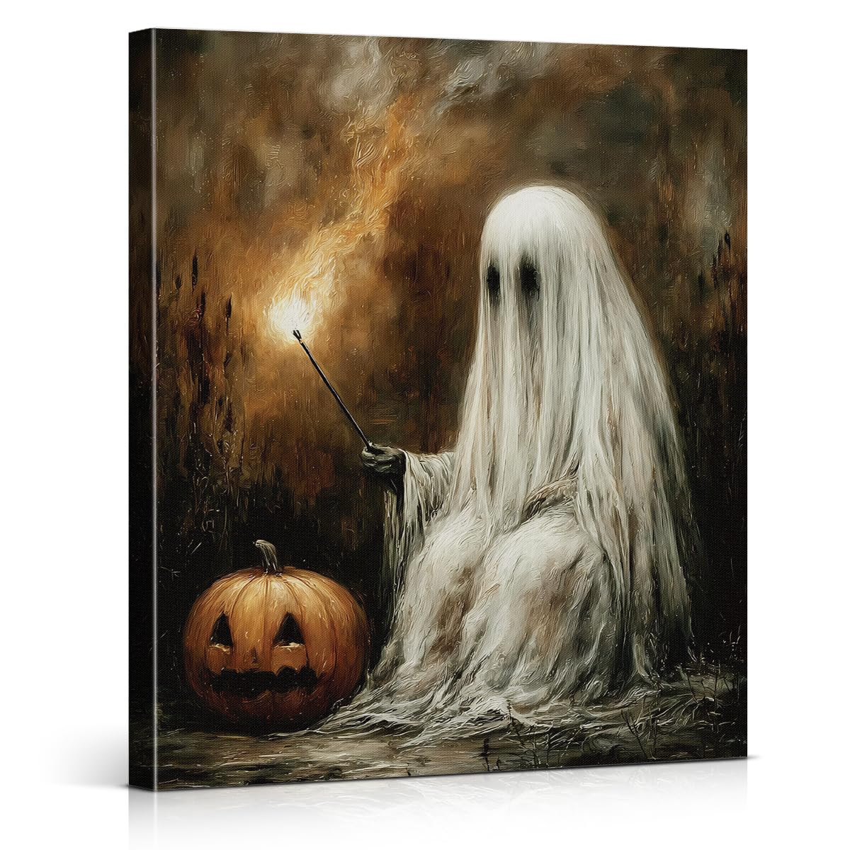 Funny Ghost Cat Halloween Bathroom Wall Art Ghost Are Canvas Print Framed