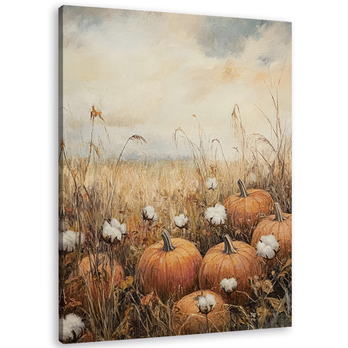 TLESKE Fall Pumpkin Rustic Farmhouse Wall Art Decor 11x14 (White-01)