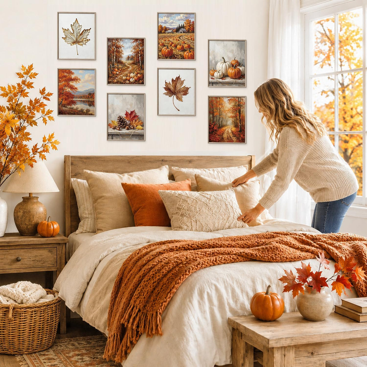10Pcs 8x10 inch Fall Wall Art decor Prints Unframed Retro Scenery Posters