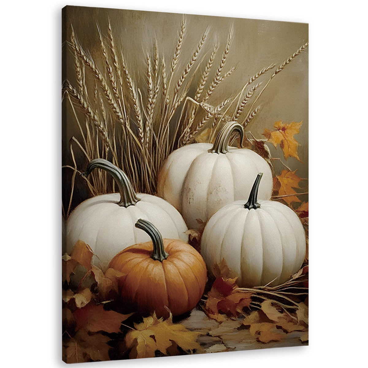 TLESKE Fall Pumpkin Rustic Farmhouse Wall Art Decor 11x14 (White-01)
