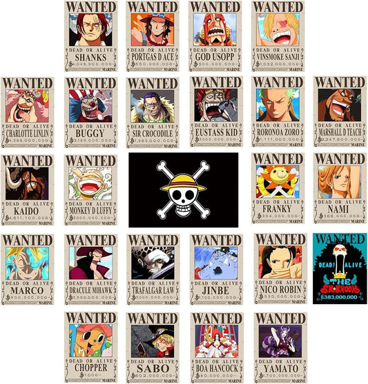 TYZZHOA 25PCS Anime [OP] Wanted Posters 30x21cm, New Bounty Edition