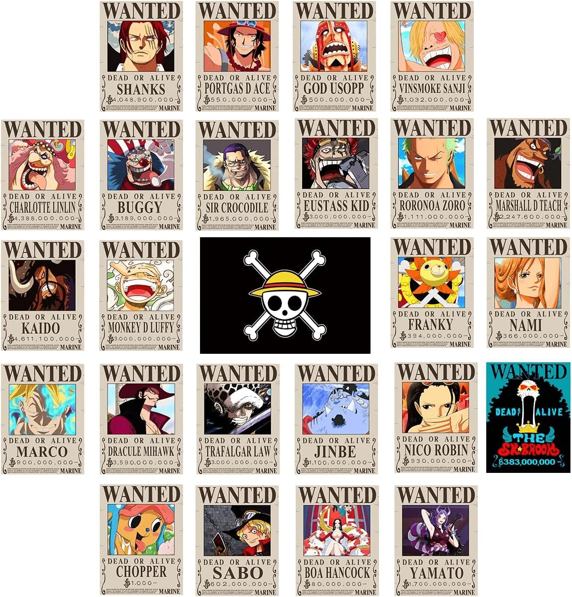 TYZZHOA 25PCS Anime [OP] Wanted Posters 30x21cm, New Bounty Edition