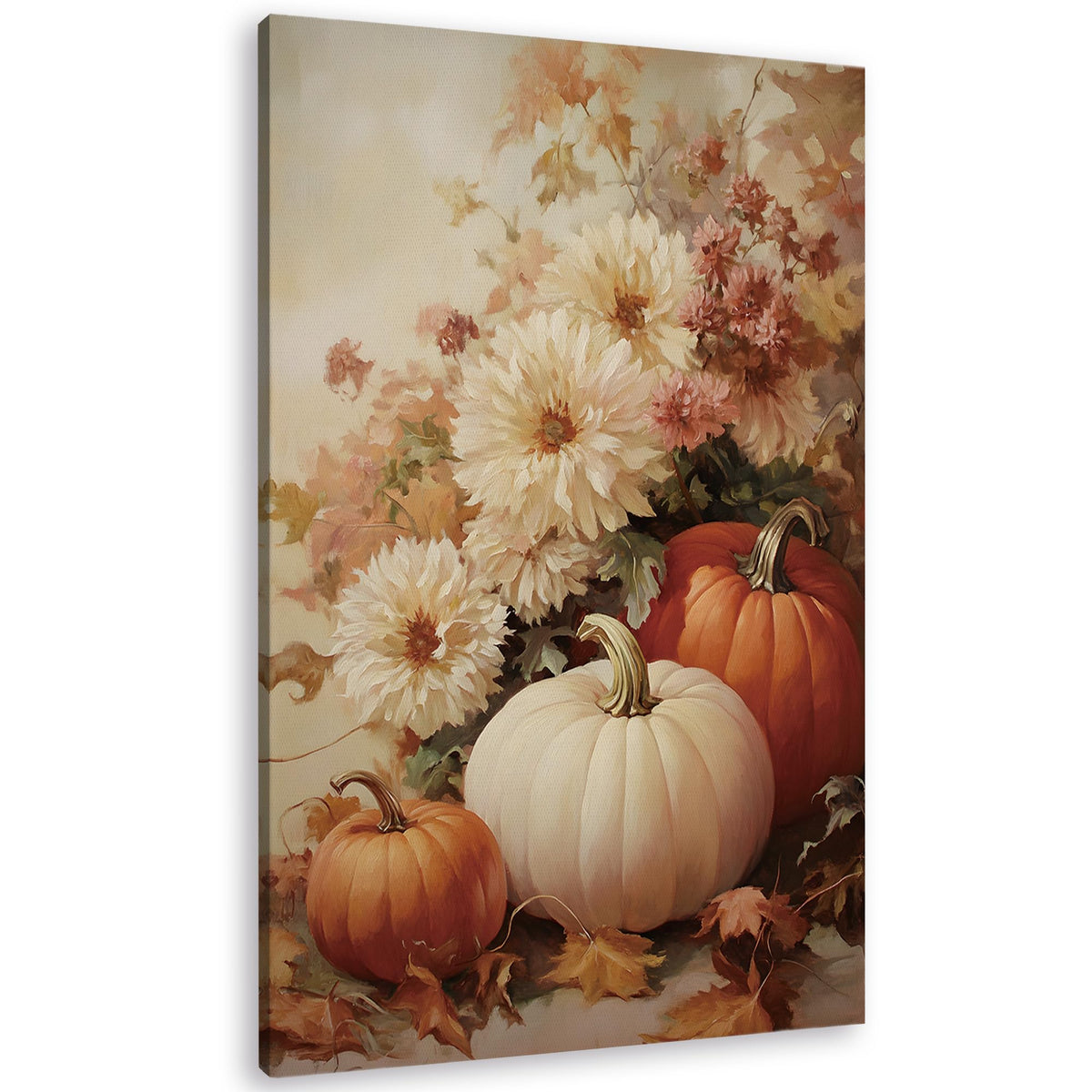 TLESKE Fall Pumpkin Rustic Farmhouse Wall Art Decor 11x14 (White-01)