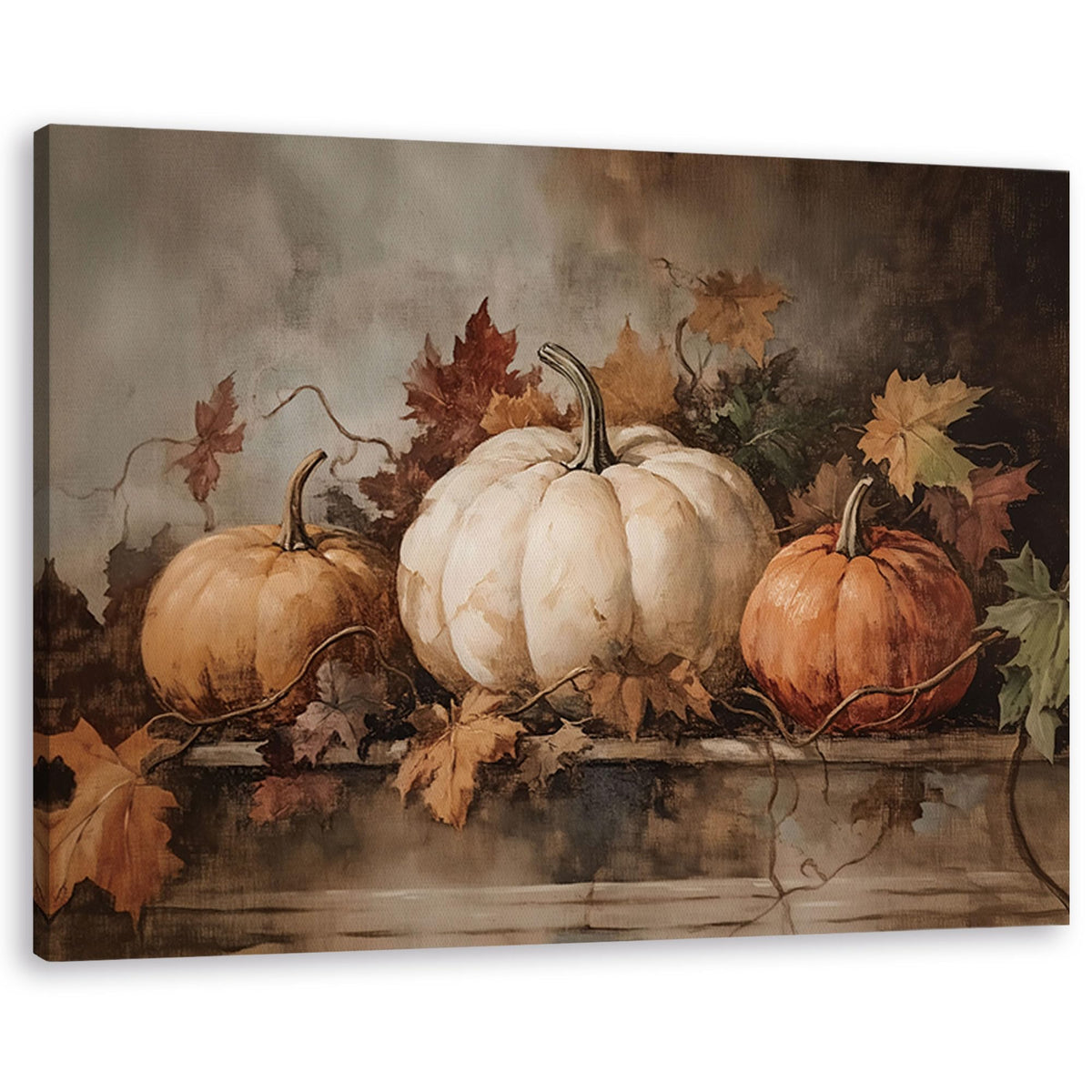 TLESKE Fall Pumpkin Rustic Farmhouse Wall Art Decor 11x14 (White-01)