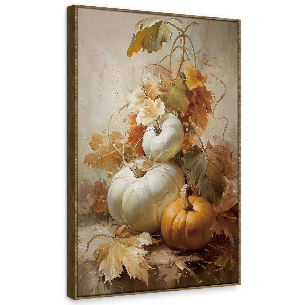 TLESKE Fall Pumpkin Rustic Farmhouse Wall Art Decor 11x14 (White-01)