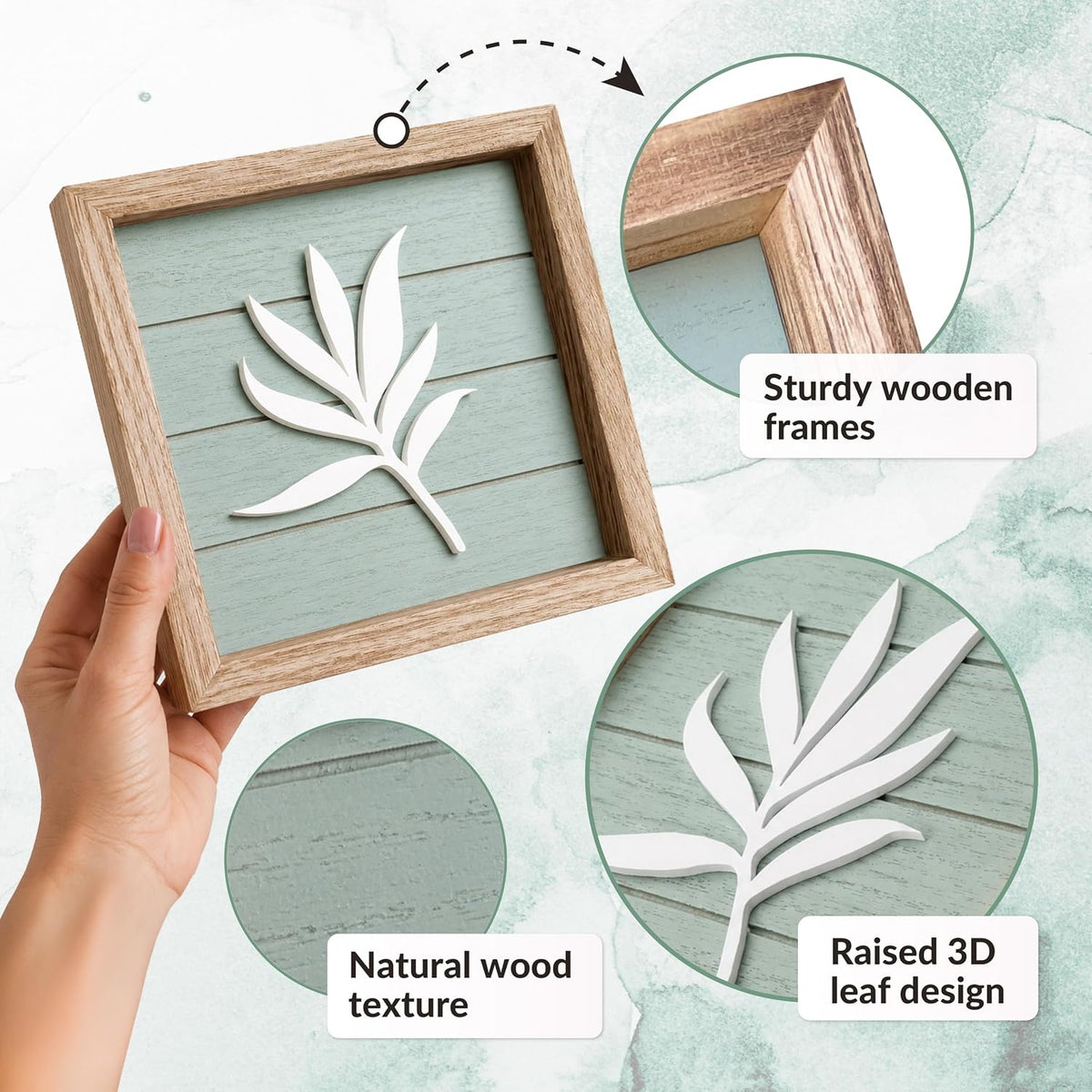 Tide and Tales 3d Sage Green Framed Wall Art, Set of 4, Bathroom Decor