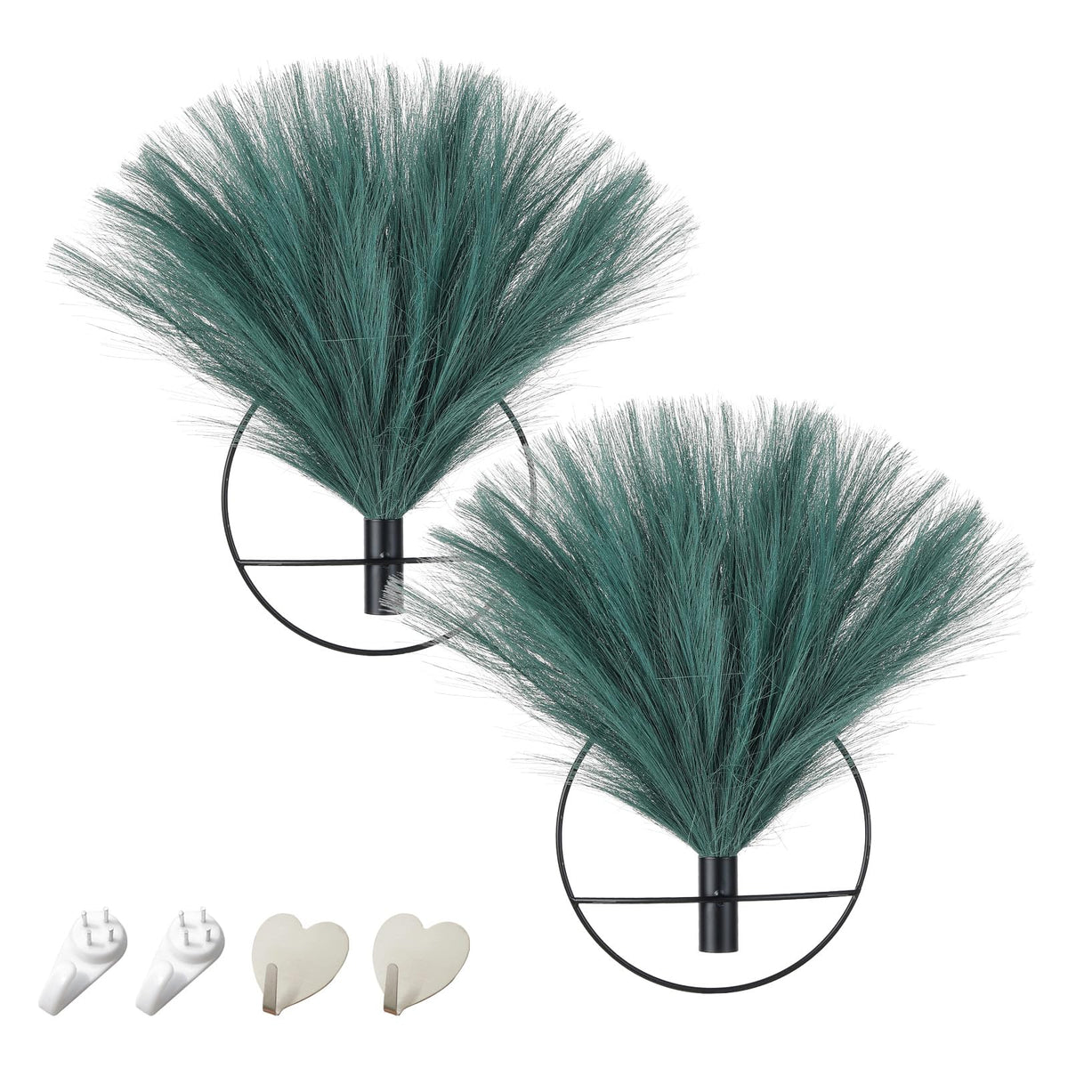 Pretty Jolly Boho Wall Decor, Wall-Mounted Metal Art, Hanging Artificial Pampas Display, Living Room, Bedroom, Bathroom, Diningroom, Fake Faux Plant 2 Pack Black Brown