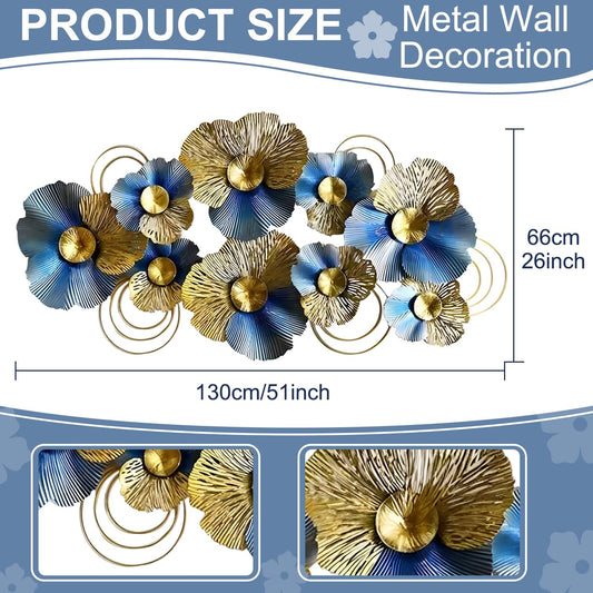 edaknez Metal Wall Art for Living Room 51" Extra Large Flower Wall Decor