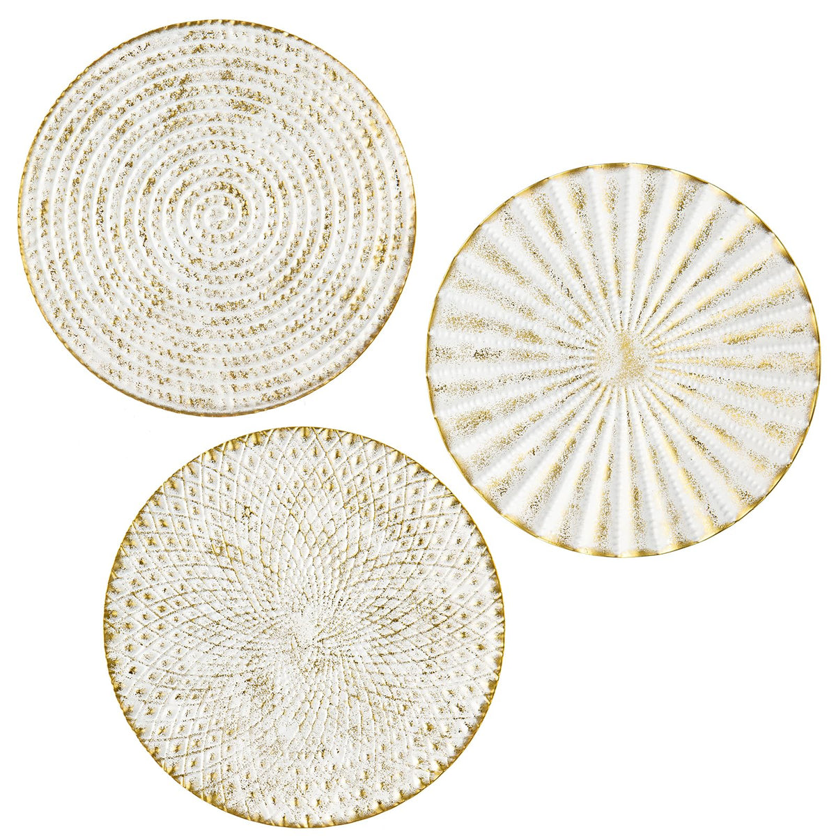 Briful 12" Gold Wall Décor Pack of 3 Metal Flower Plate Wall Art Modern Accent Hanging Wall Decorations For Home Office Bedroom Or Living Room Wall Sculptures