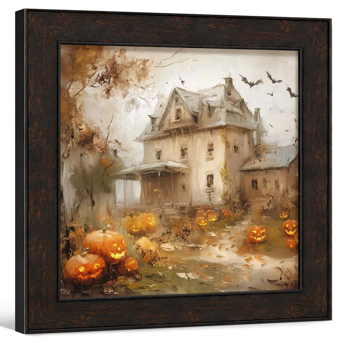 TLESKE Fall Pumpkin Rustic Farmhouse Wall Art Decor 11x14 (White-01)