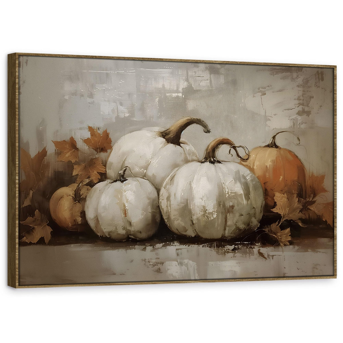 TLESKE Fall Pumpkin Rustic Farmhouse Wall Art Decor 11x14 (White-01)