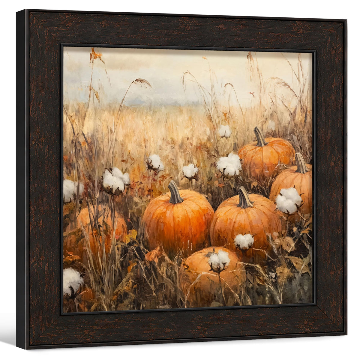 TLESKE Fall Pumpkin Rustic Farmhouse Wall Art Decor 11x14 (White-01)