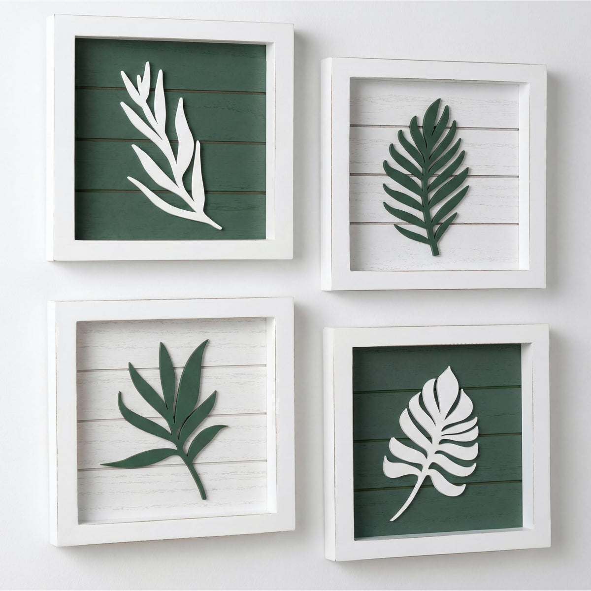 Tide and Tales 3d Sage Green Framed Wall Art, Set of 4, Bathroom Decor