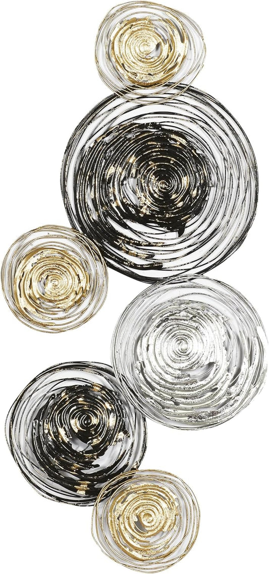 Deco 79 Metal Plate Home Wall Decor Wall Sculpture with Textured Pattern, Wall Art 42" x 1" x 27", Gold