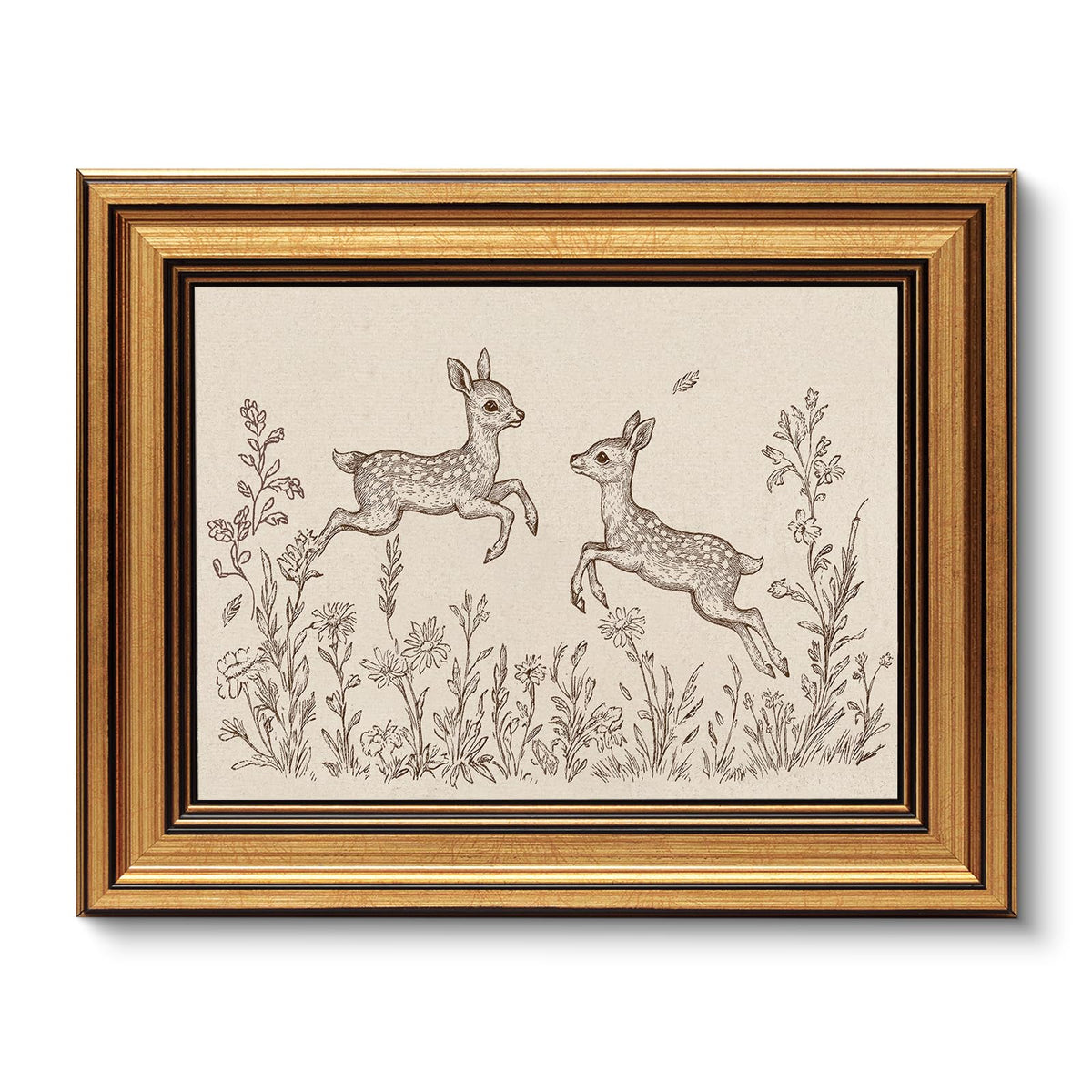 VIYYIEA Vintage Gold Framed Wall Art – Hummingbird Sketch, 8x10 IN
