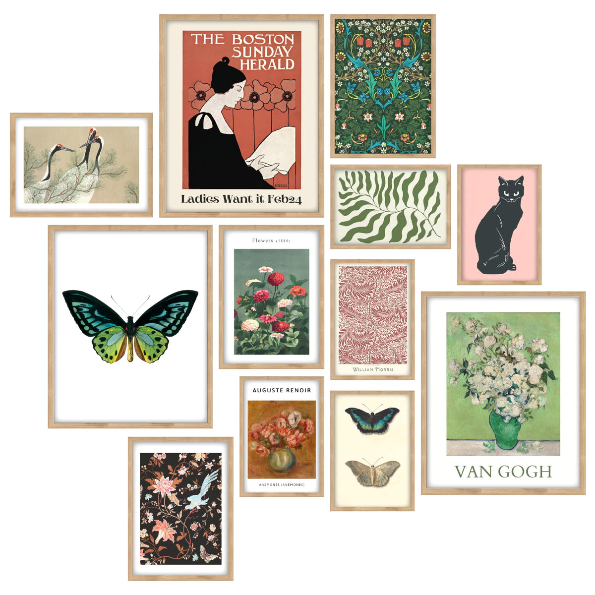 Eclectic Wall Art Prints Unframed, Mid Century Retro Decor for Home Bedroom
