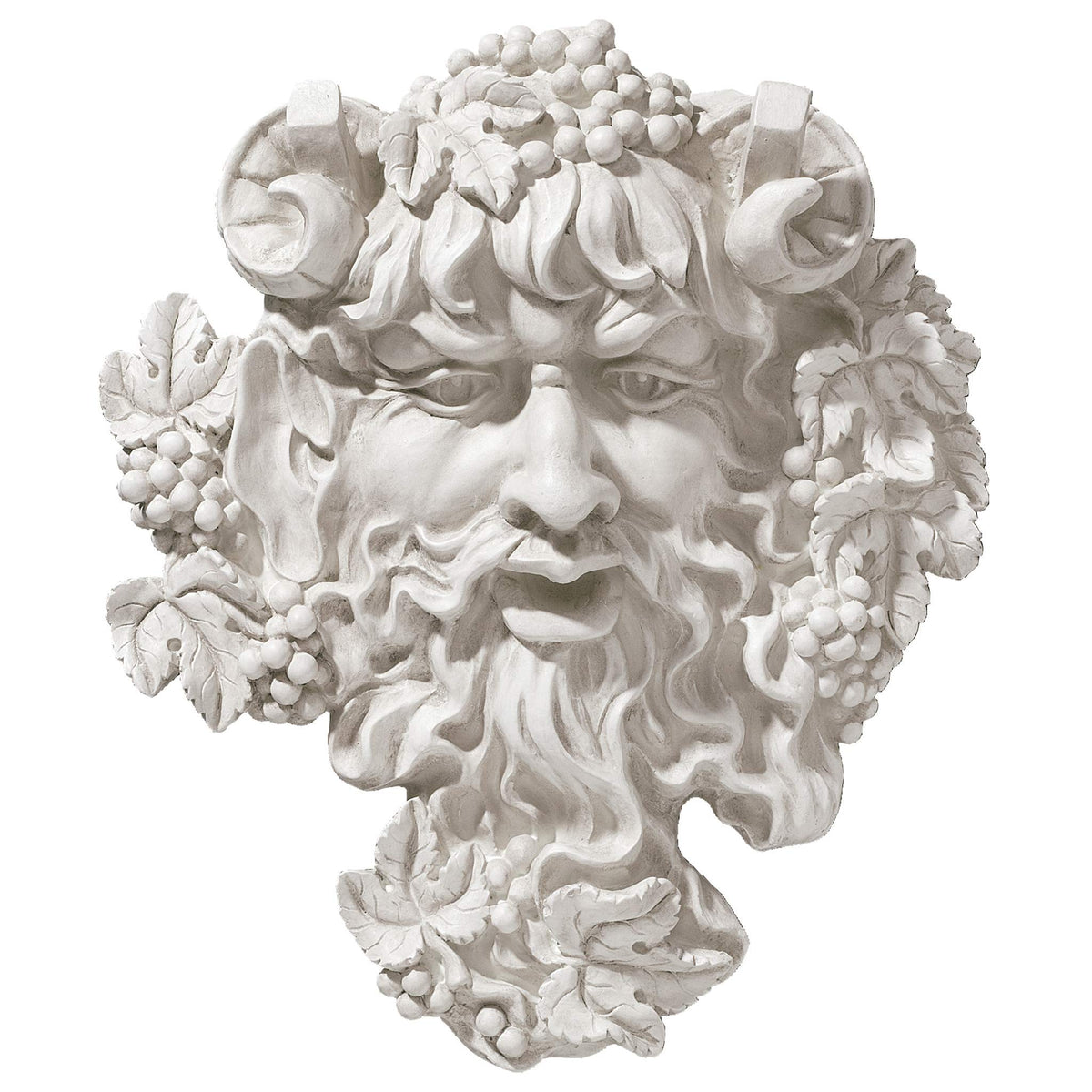 Design Toscano Bacchus, Grape Harvest Wine Greek Greenman Face Wall Sculpture, Medium, 12 inches tall, Cast Stone Resin, Antique Stone Finish