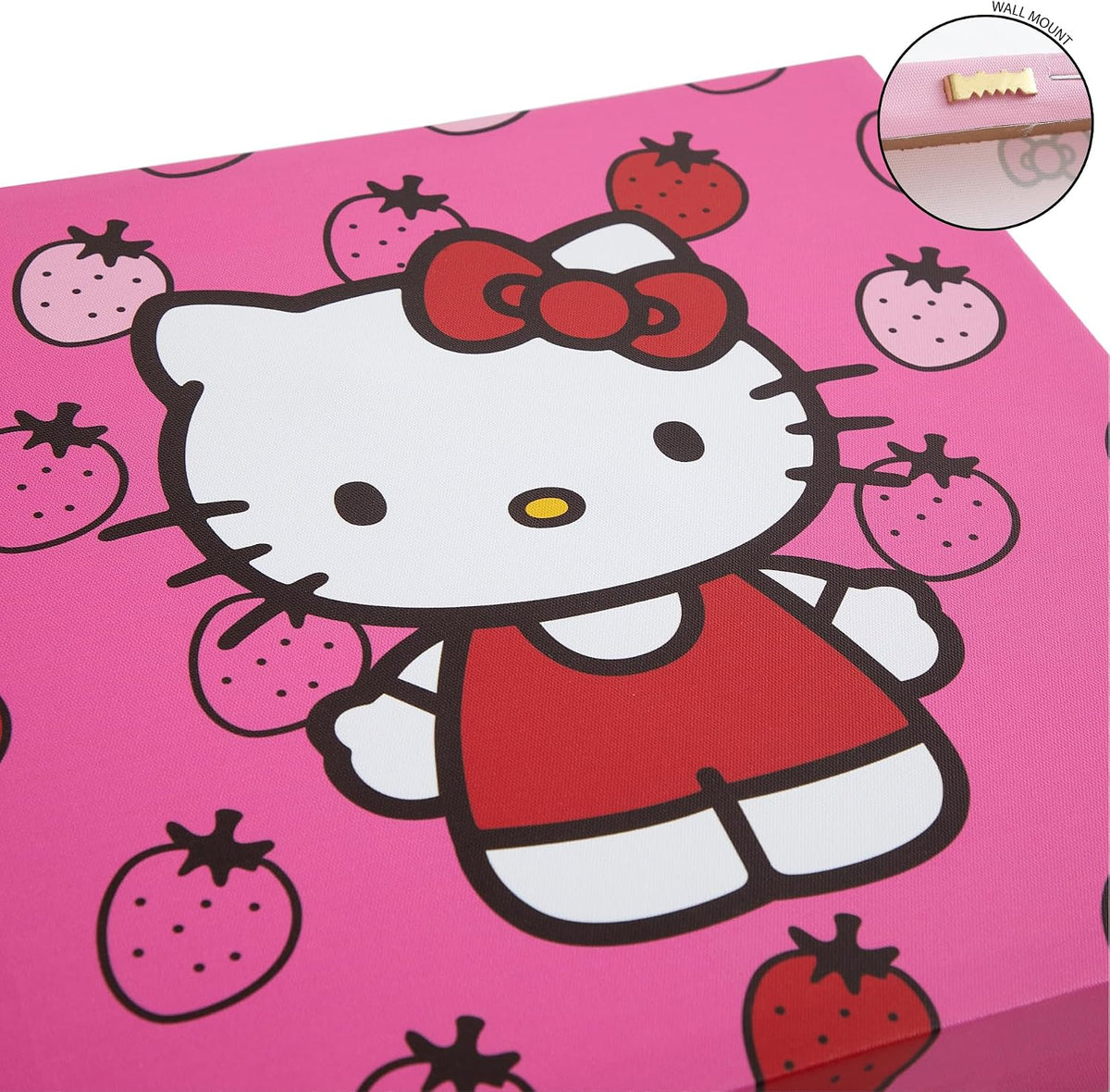 Sanrio Hello Kitty Strawberry and Bow Canvas Wall Art 4 Piece Set for Room Décor,12"x12"