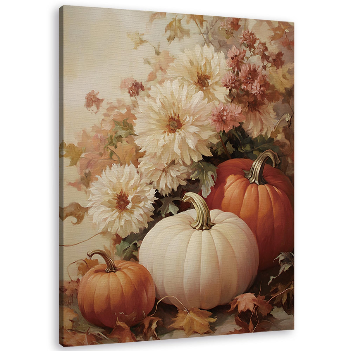TLESKE Fall Pumpkin Rustic Farmhouse Wall Art Decor 11x14 (White-01)