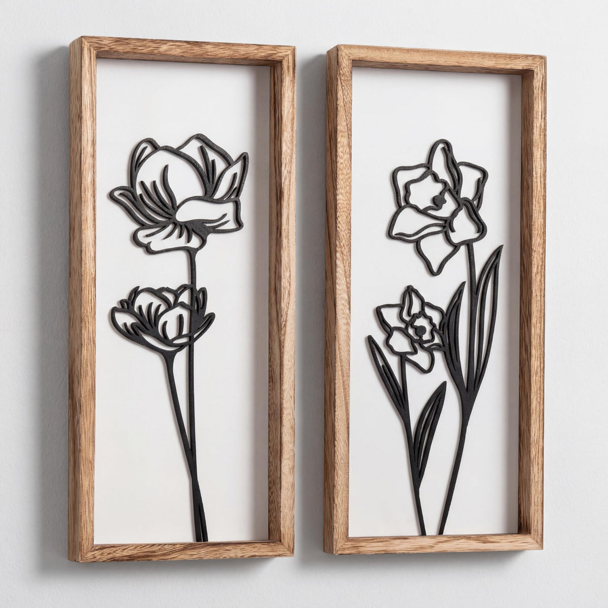 Tide and Tales Floral 3D Green Wall Art, Botanical Wall Decor, Set of 2
