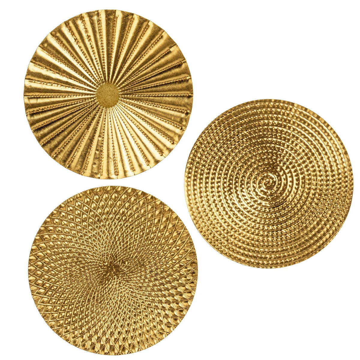 Briful 12" Gold Wall Décor Pack of 3 Metal Flower Plate Wall Art Modern Accent Hanging Wall Decorations For Home Office Bedroom Or Living Room Wall Sculptures