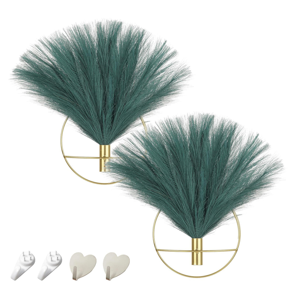 Pretty Jolly Boho Wall Decor, Wall-Mounted Metal Art, Hanging Artificial Pampas Display, Living Room, Bedroom, Bathroom, Diningroom, Fake Faux Plant 2 Pack Black Brown