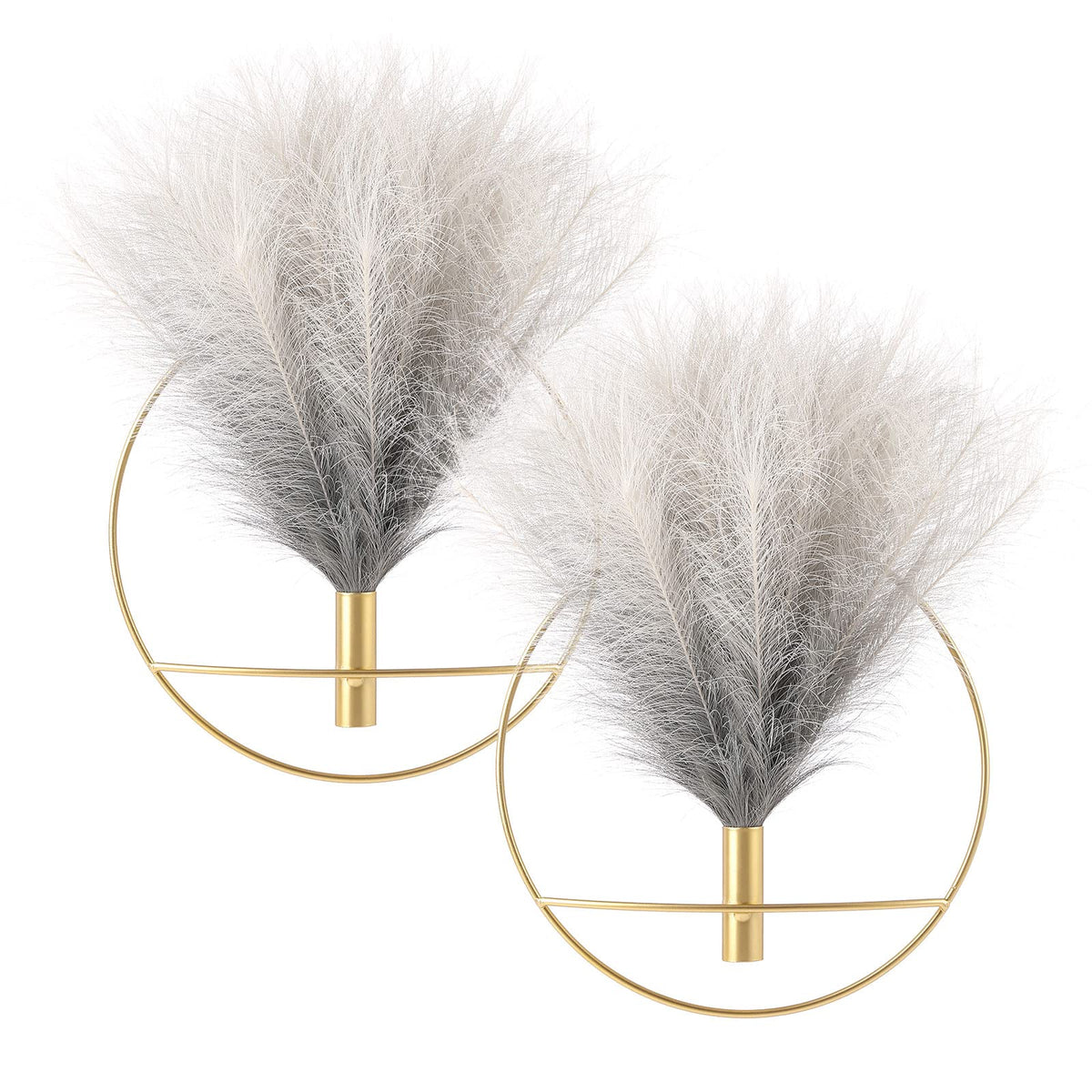 Pretty Jolly Boho Wall Decor, Wall-Mounted Metal Art, Hanging Artificial Pampas Display, Living Room, Bedroom, Bathroom, Diningroom, Fake Faux Plant 2 Pack Black Brown