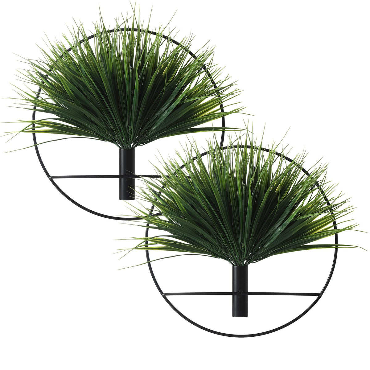 Pretty Jolly Boho Wall Decor, Wall-Mounted Metal Art, Hanging Artificial Pampas Display, Living Room, Bedroom, Bathroom, Diningroom, Fake Faux Plant 2 Pack Black Brown