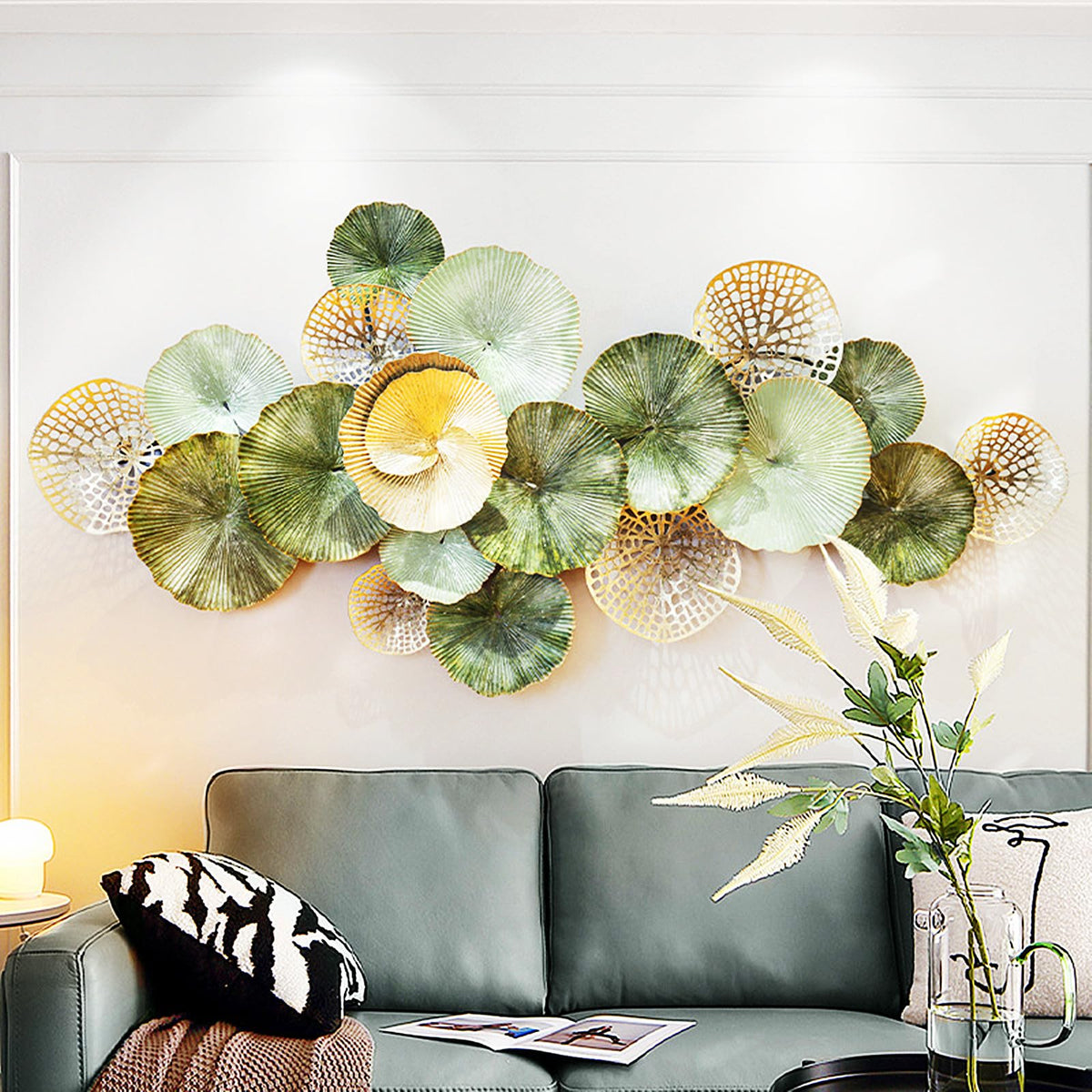AHSDBG Extra-large Wall Decor, Coastal Metal Lotus Flower Wall Art Décor