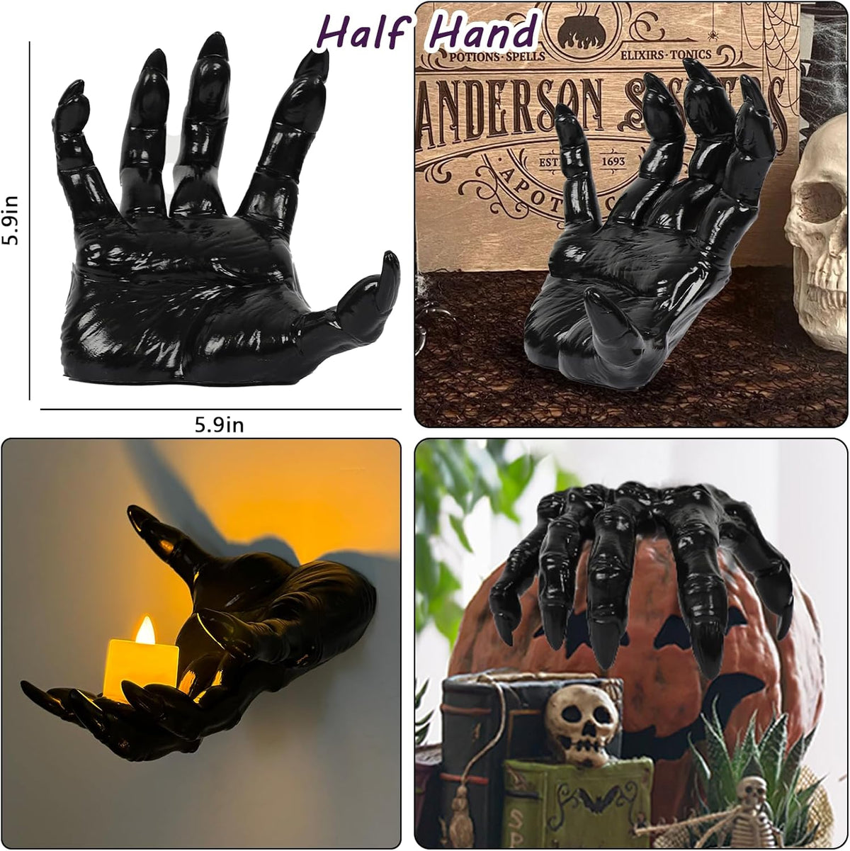 Halloween Decorations Indoor Outdoor 3 Pack Wall Mount Creepy Hands&Candles