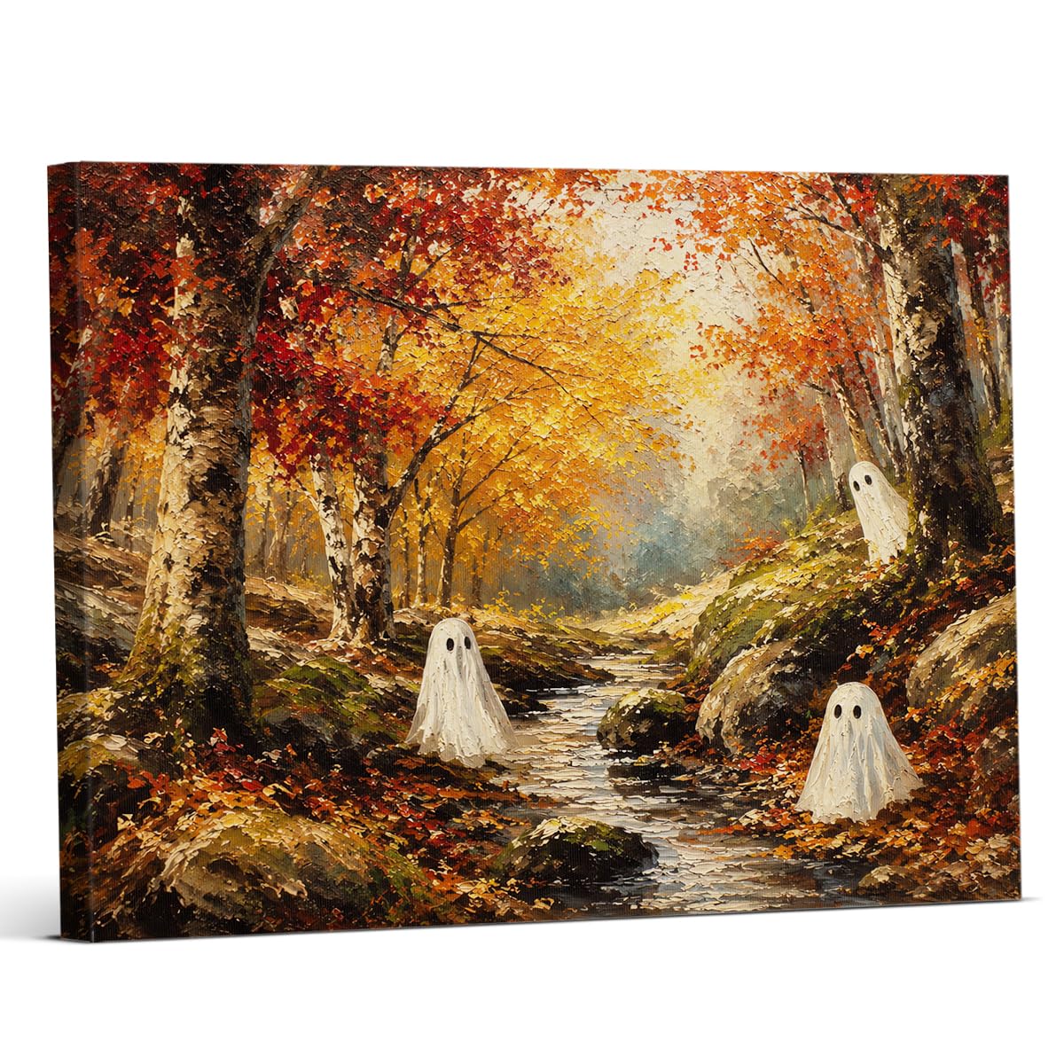 Funny Ghost Cat Halloween Bathroom Wall Art Ghost Are Canvas Print Framed
