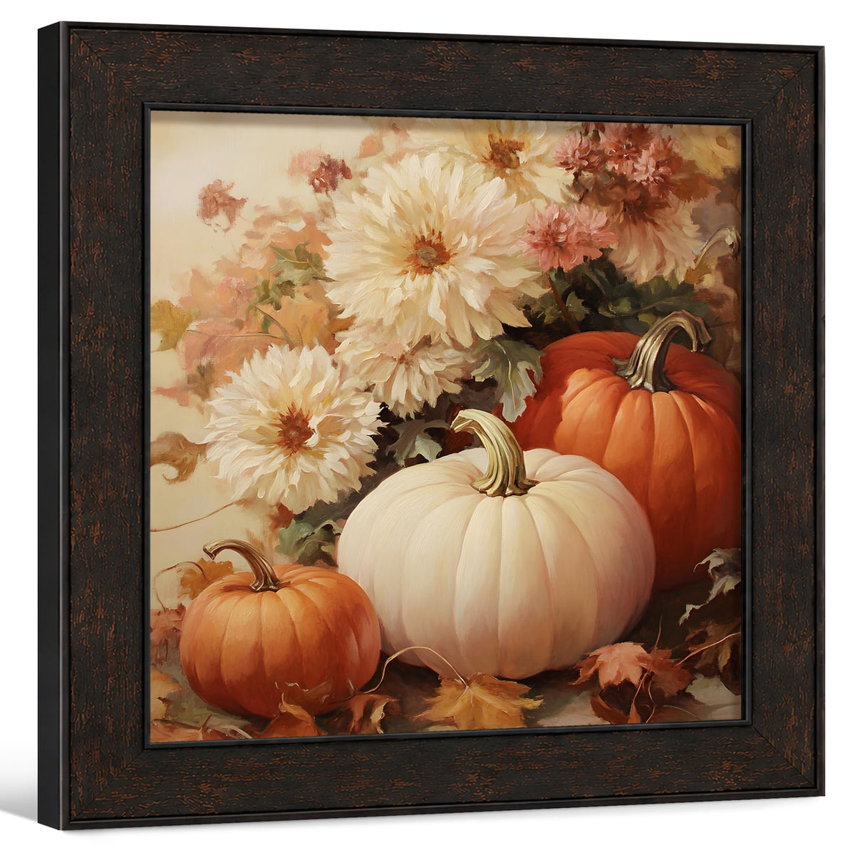 TLESKE Fall Pumpkin Rustic Farmhouse Wall Art Decor 11x14 (White-01)