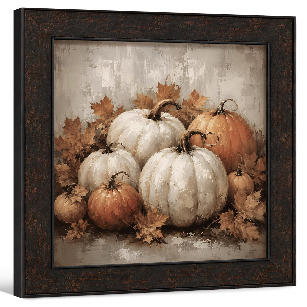 TLESKE Fall Pumpkin Rustic Farmhouse Wall Art Decor 11x14 (White-01)