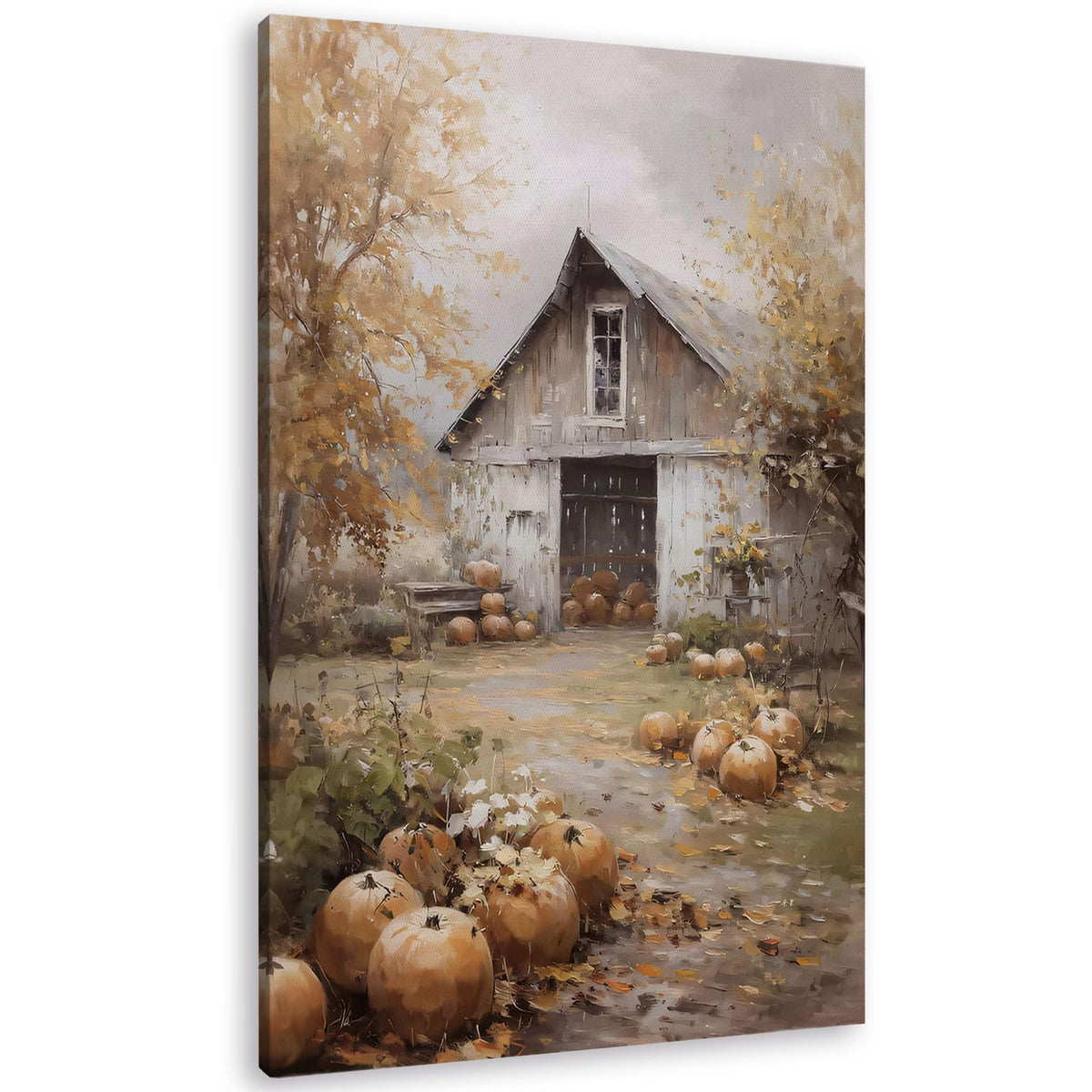 TLESKE Fall Pumpkin Rustic Farmhouse Wall Art Decor 11x14 (White-01)