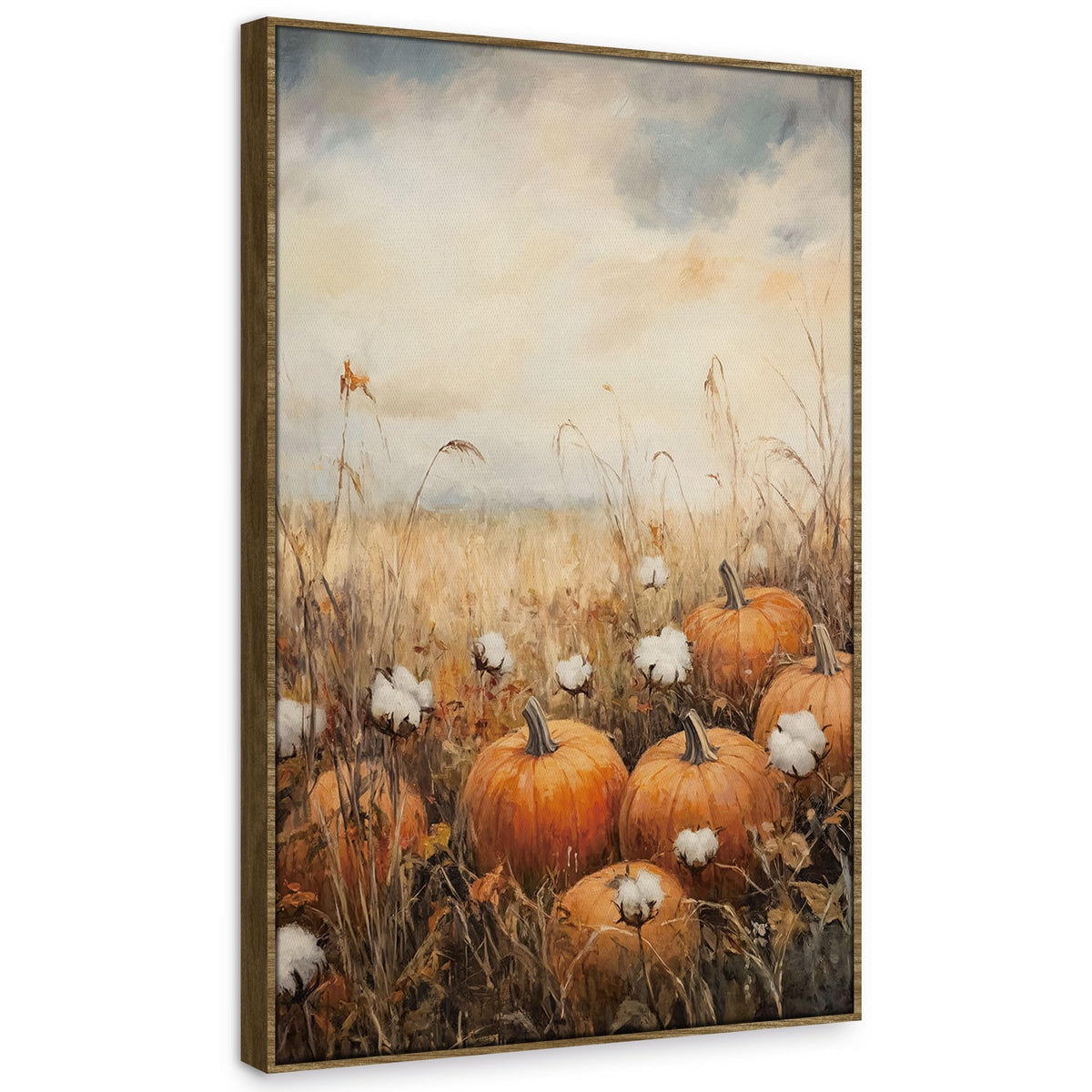 TLESKE Fall Pumpkin Rustic Farmhouse Wall Art Decor 11x14 (White-01)