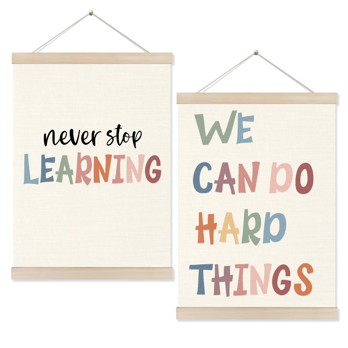 Koesus Inspirational Classroom Wall Art Poster Hanger Frame 12x16 Inch Set of 3, Positive Affirmations for Kids, Motivational Canvas Pictures Prints Framed Wall Decor for Classroom Kids Room Playroom