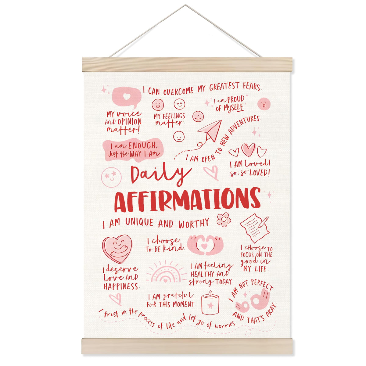 Welshower Boho Motivational Positive Poster Hanger Frame, What's the Best That Could Happen Positive Affirmations Wall Art Prints Decor for Living Room Bedroom Home Office Framed, 12x16 Inch