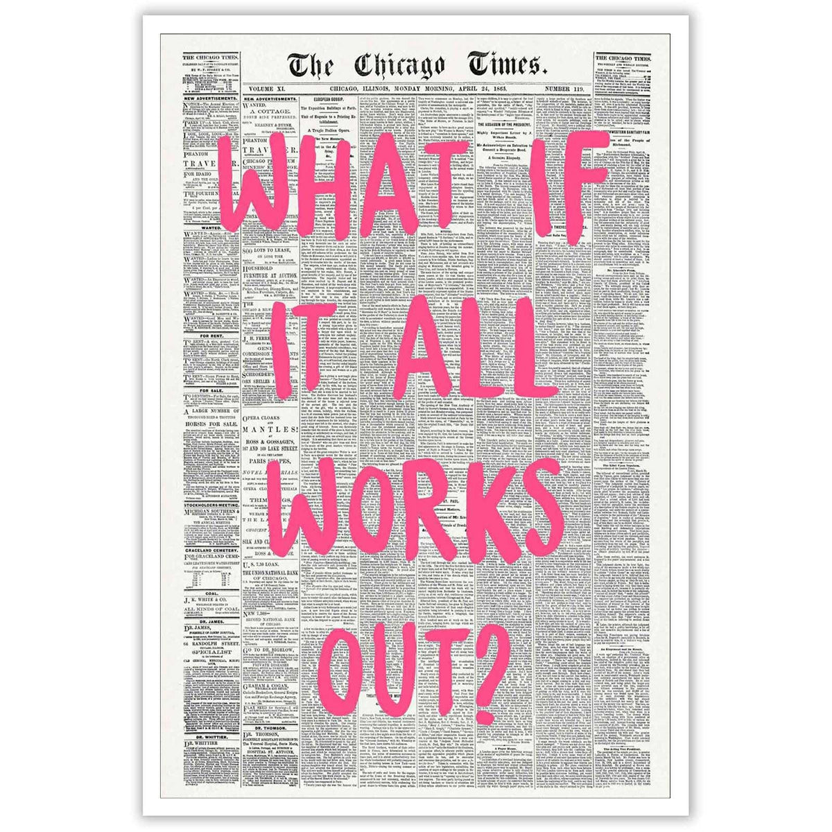 Drimiler Retro Black And White Newspaper Poster What If It All Works Out Canvas Wall Art Positive Affirming Quote Minimalist Prints Painting For Home Bedroom Dorm Wall Decor 8x12in Unframed
