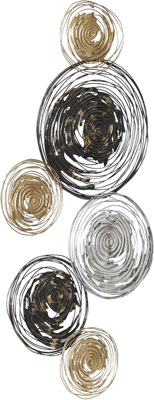 Deco 79 Metal Plate Home Wall Decor Wall Sculpture with Textured Pattern, Wall Art 42" x 1" x 27", Gold