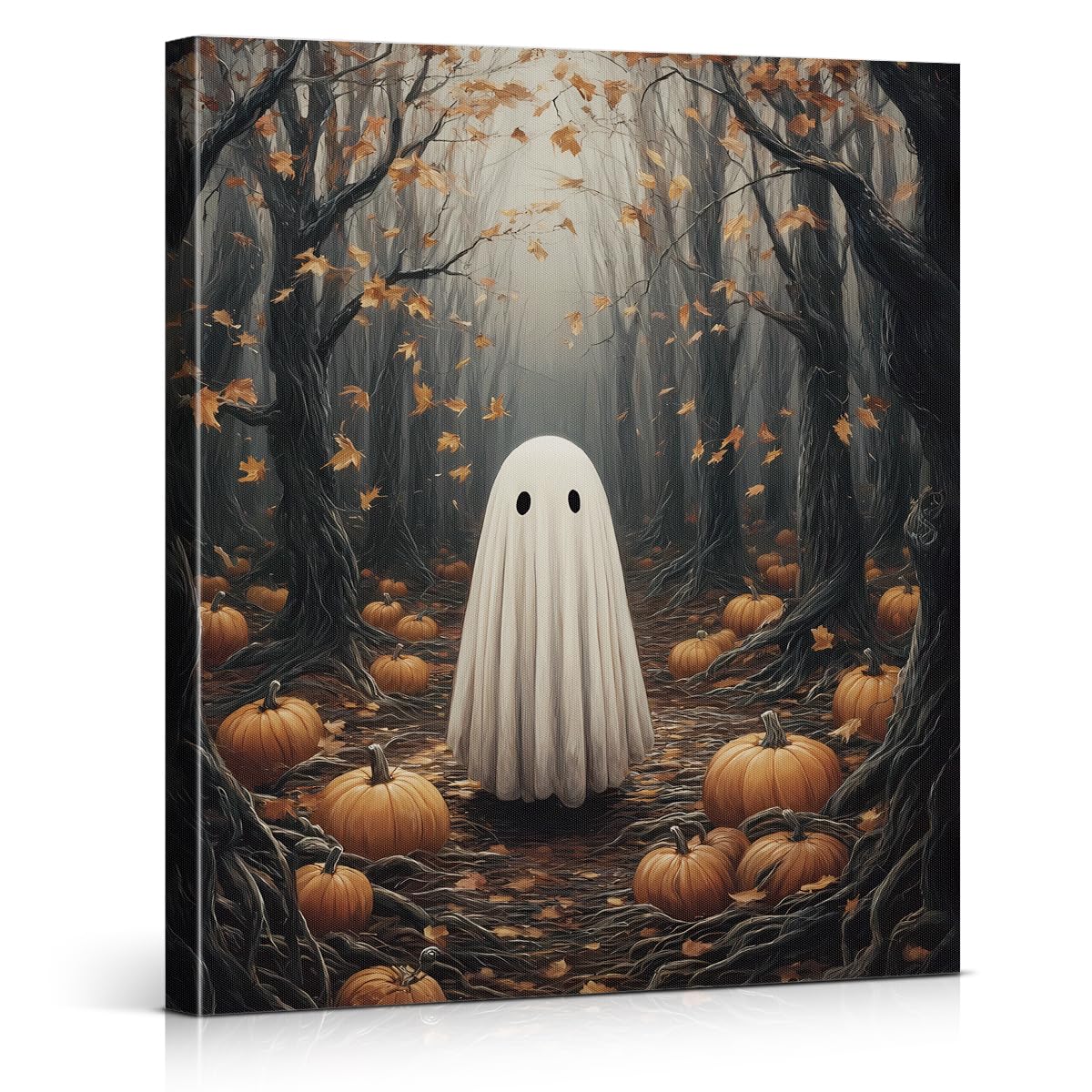 Funny Ghost Cat Halloween Bathroom Wall Art Ghost Are Canvas Print Framed