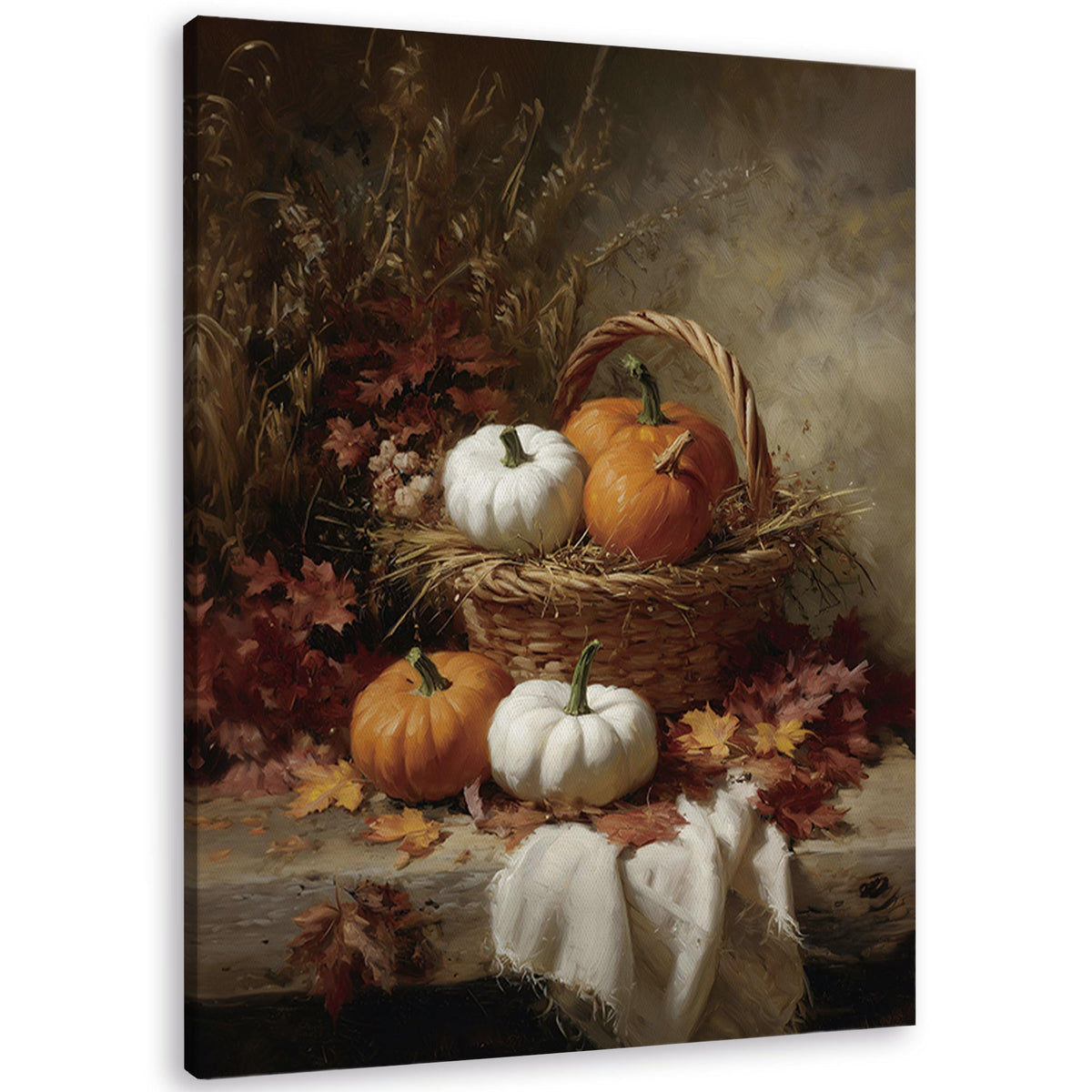 TLESKE Fall Pumpkin Rustic Farmhouse Wall Art Decor 11x14 (White-01)