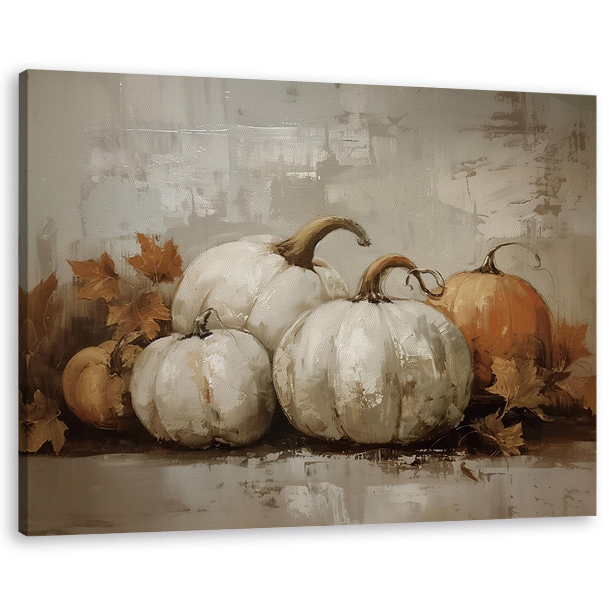 TLESKE Fall Pumpkin Rustic Farmhouse Wall Art Decor 11x14 (White-01)