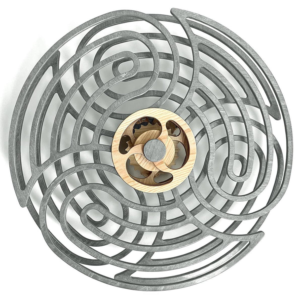 Mindsight Moving Kinetic Wall Art - Wind up to power peaceful motion (no battery) - Calming Wall Décor for Living Room, Office, Bedroom, Kitchen - Hand Crafted Wood - Ripple, Canyon Brown