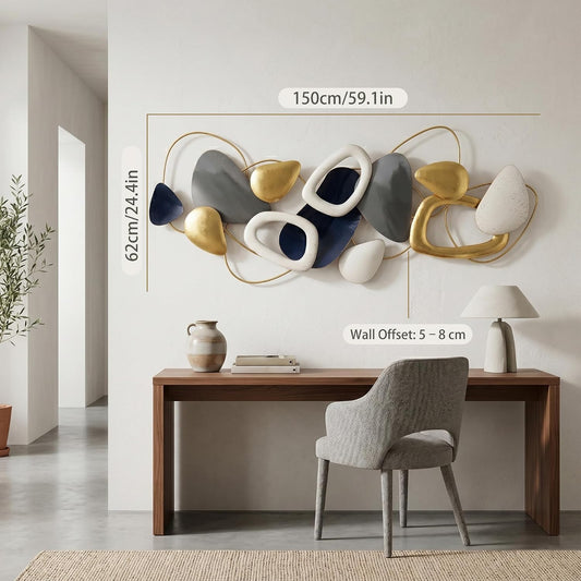 Axioglo 59" Large Wall Decor,3D Abstract Metal Wall Art for Living Room