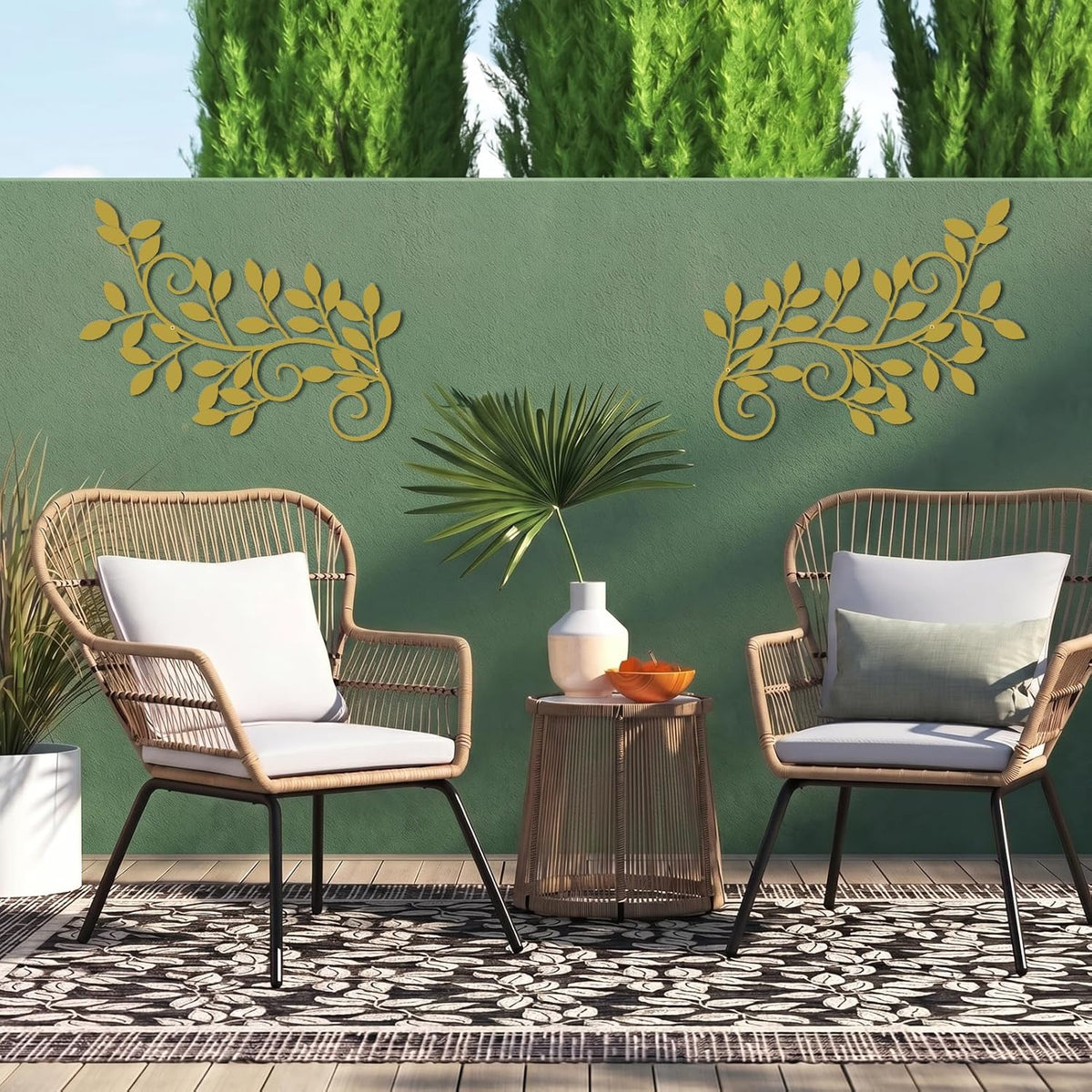 ESTART 2 Pcs Metal Tree Leaf Wall Art Vine Branch Decor, Gold