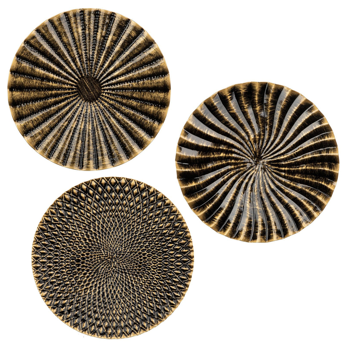 Briful 12" Gold Wall Décor Pack of 3 Metal Flower Plate Wall Art Modern Accent Hanging Wall Decorations For Home Office Bedroom Or Living Room Wall Sculptures