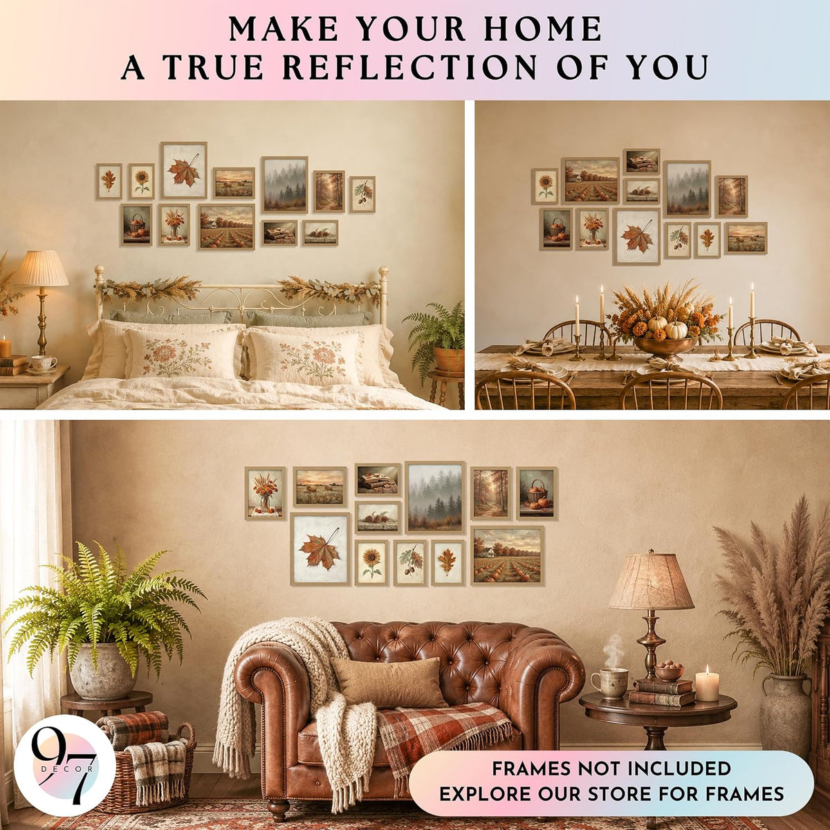 12Pcs Gallery Fall Wall Art Prints, Unframed Vintage Autumn Poster for Home
