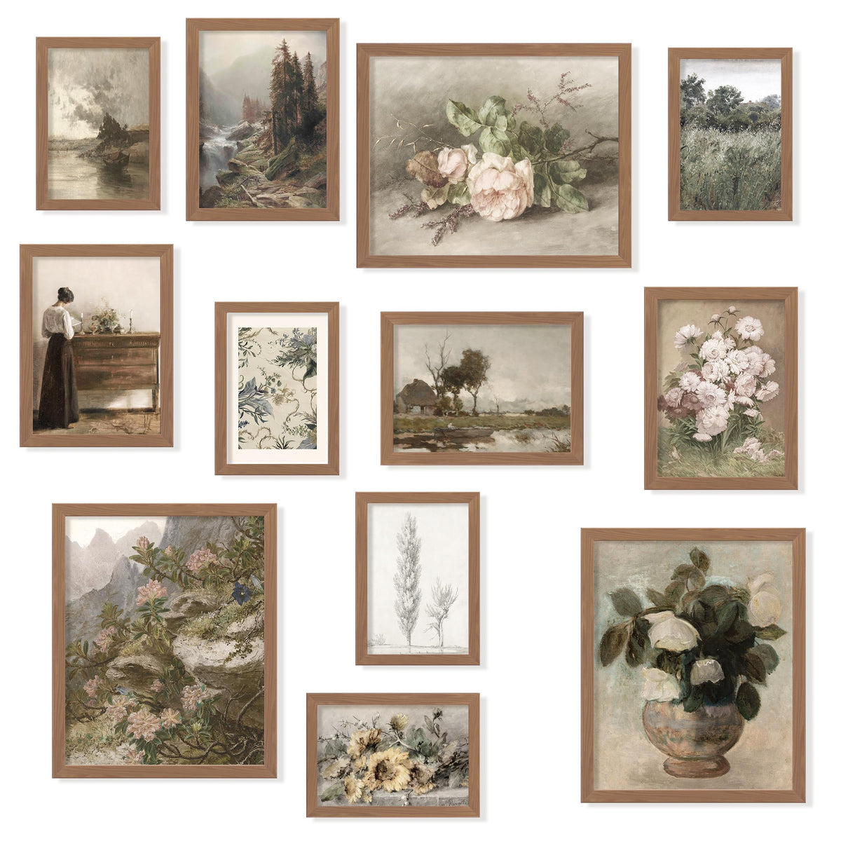 Eclectic Wall Art Prints Unframed, Mid Century Retro Decor for Home Bedroom
