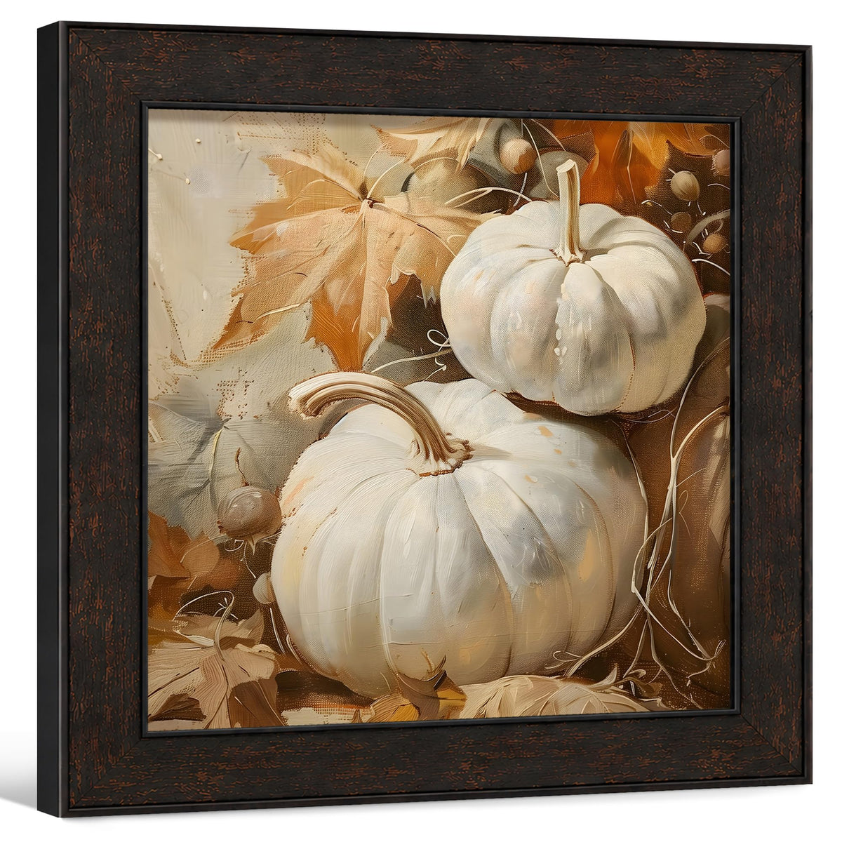 TLESKE Fall Pumpkin Rustic Farmhouse Wall Art Decor 11x14 (White-01)